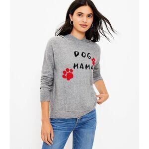Lou & Grey Size XS Dog Mama Pullover Hoodie Sweater Gray Cotton Blend